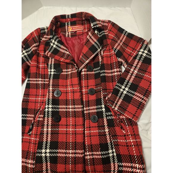 Vintage Dollhouse Plaid Stitch Christmas Girl XL 14 16 Coat Festive Preppy Fairy - Picture 8 of 9